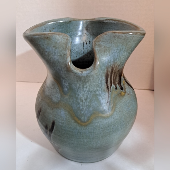 Blue brown pottery glazed Pitcher. - Picture 1 of 5